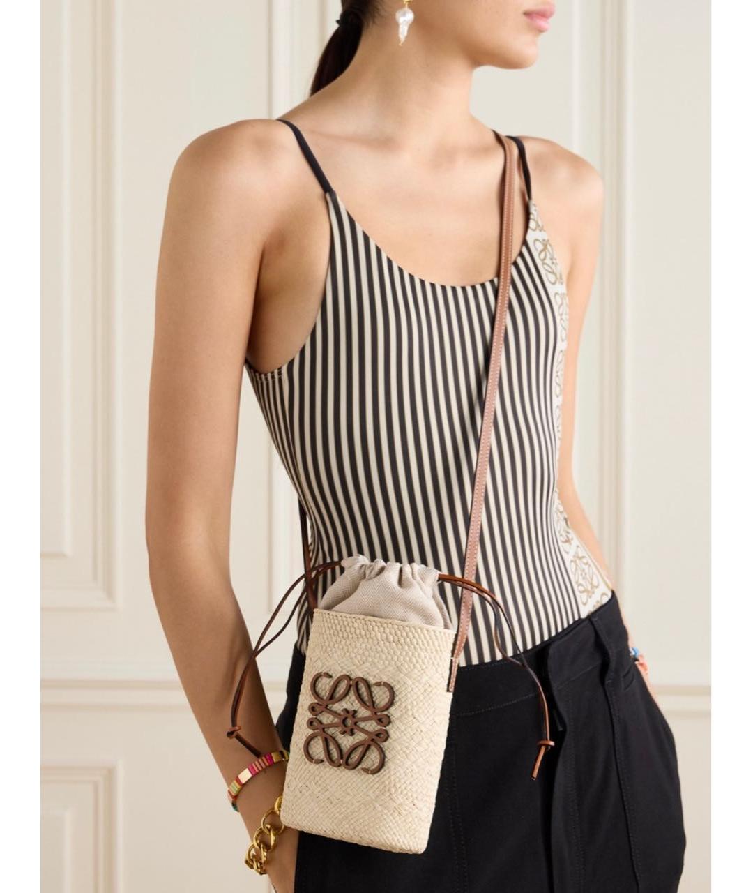 LOEWE Бежевая пелетеная сумка через плечо, фото 3