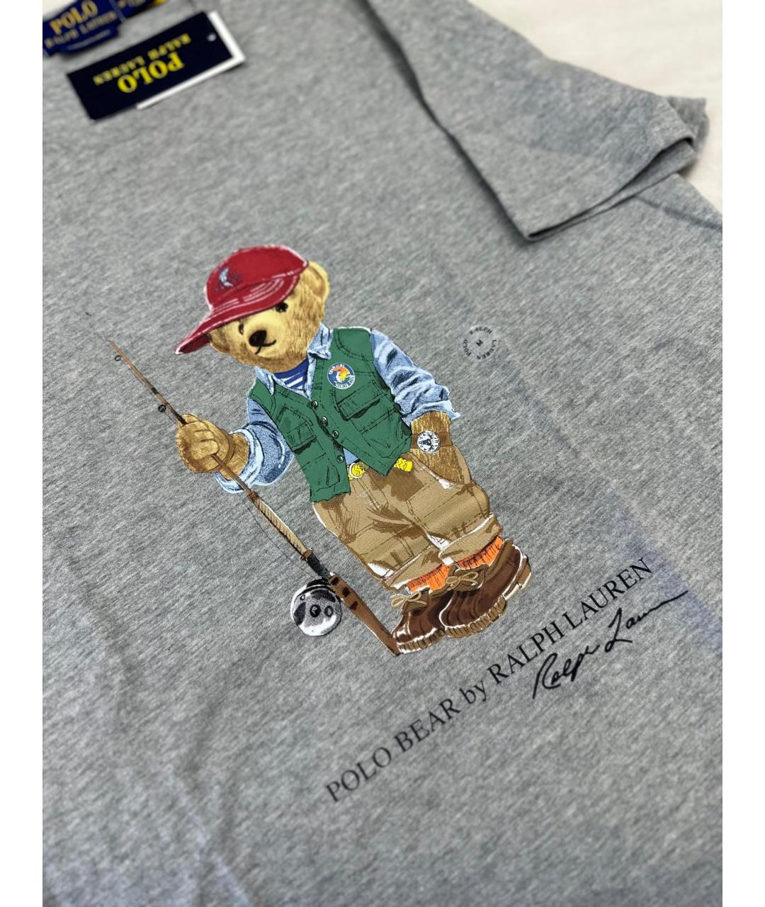 POLO RALPH LAUREN Серая хлопковая футболка, фото 4