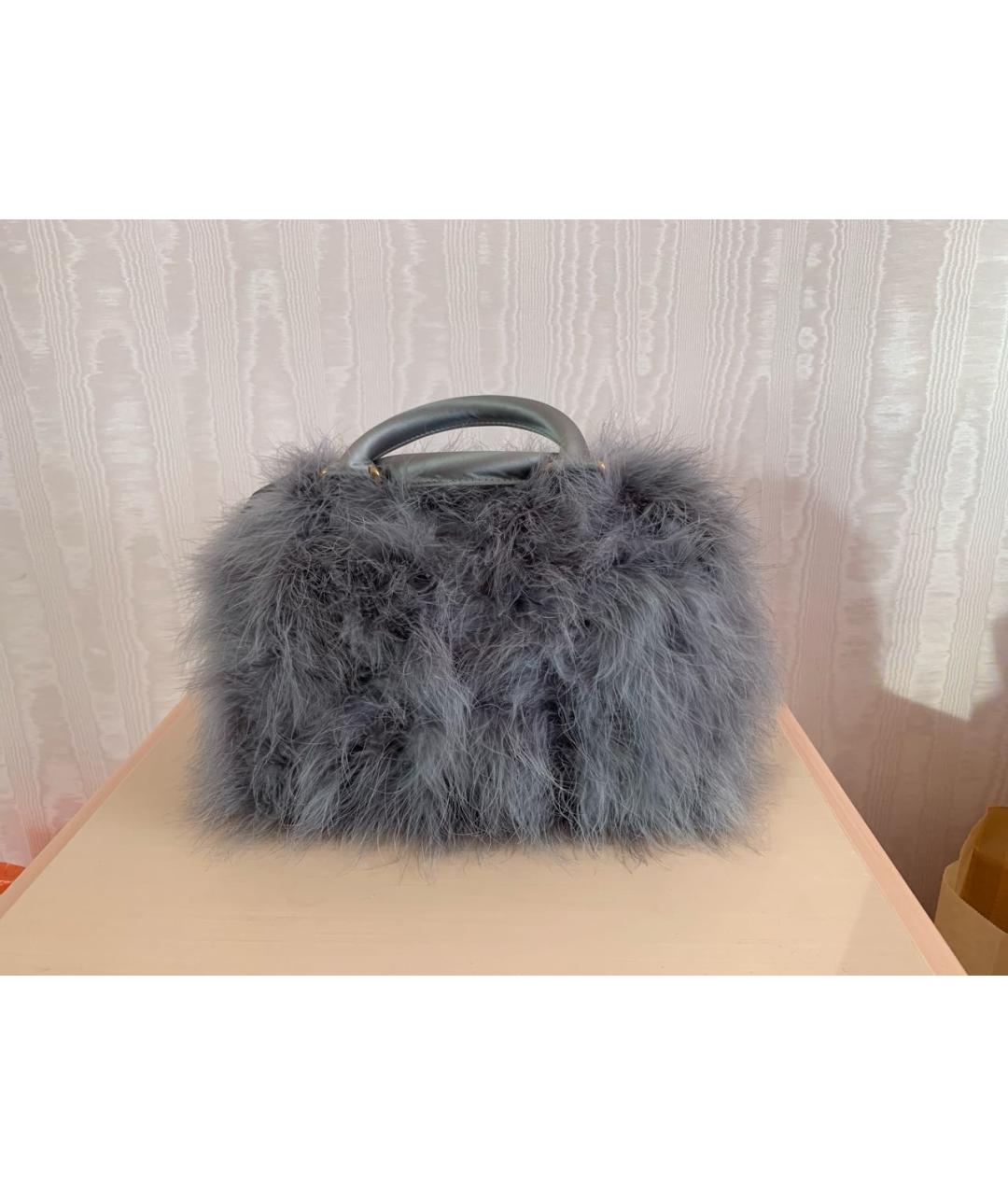 LOUIS VUITTON Серая меховая сумка с короткими ручками, фото 9