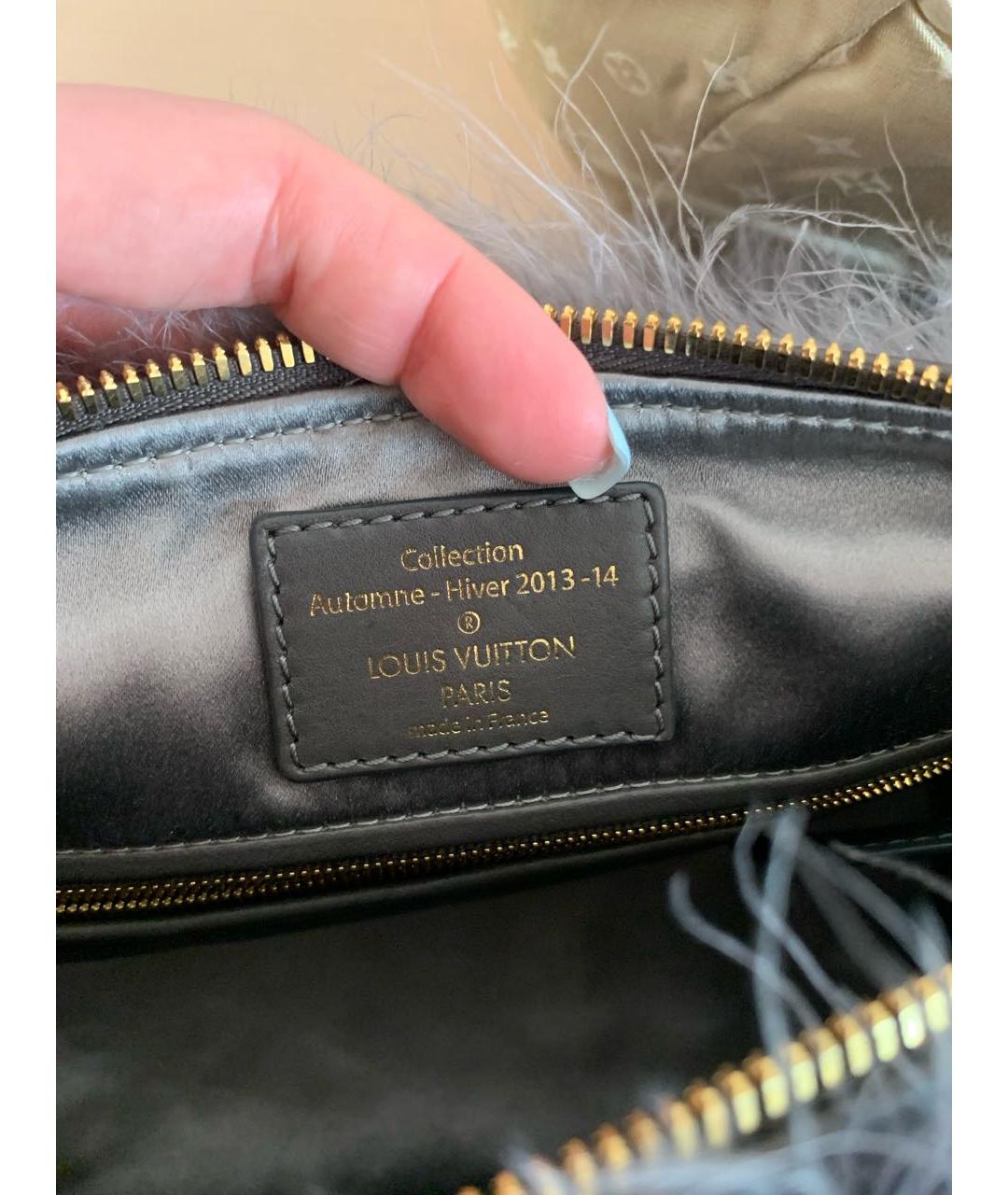 LOUIS VUITTON Серая меховая сумка с короткими ручками, фото 8