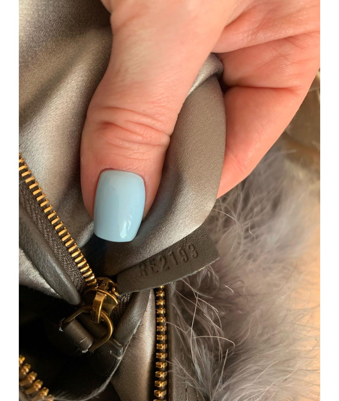 LOUIS VUITTON Серая меховая сумка с короткими ручками, фото 7