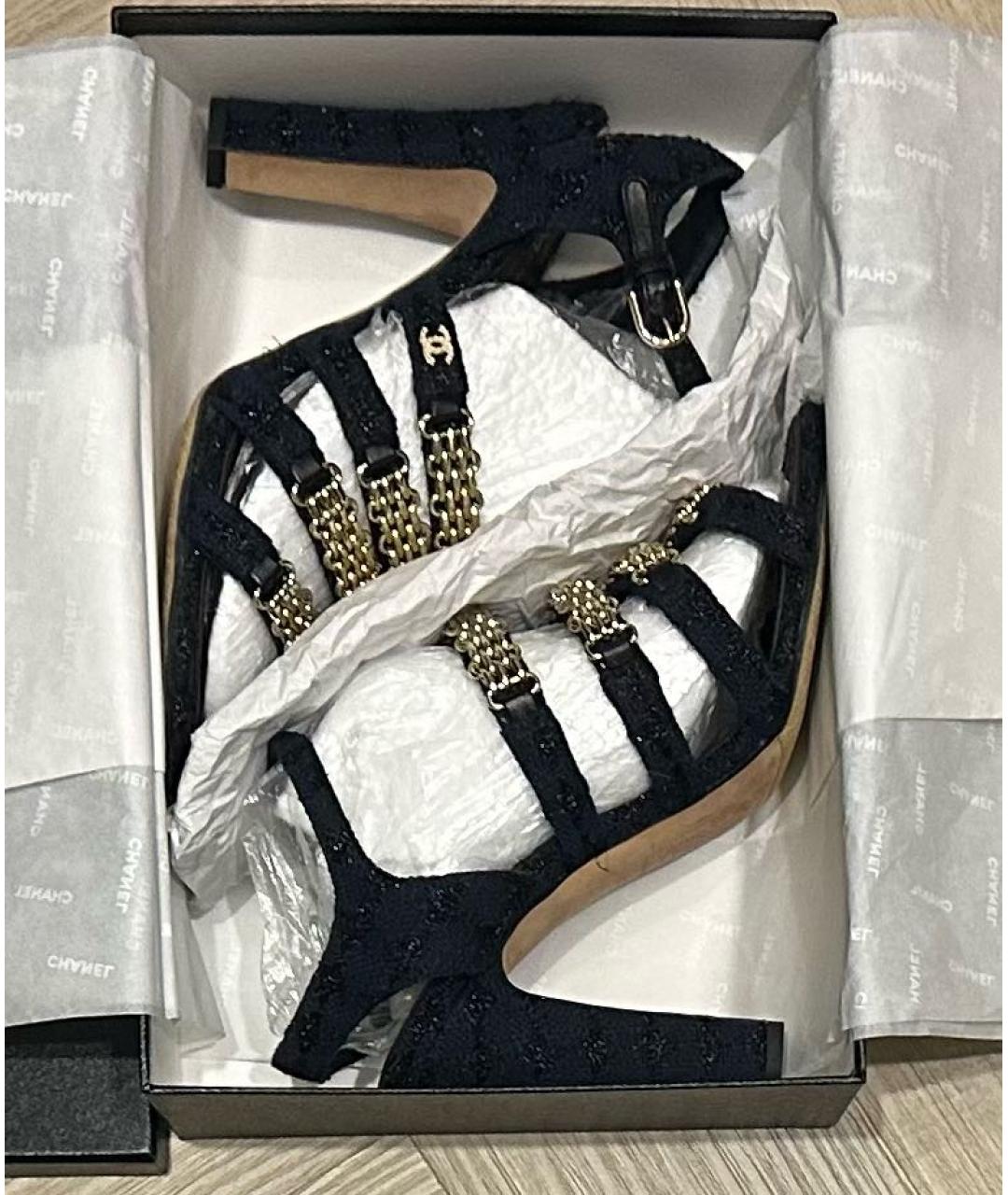 CHANEL Темно-синие босоножки, фото 4