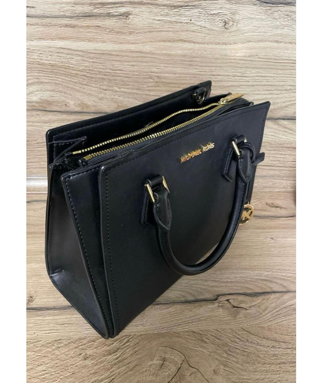 MICHAEL KORS Черная кожаная сумка с короткими ручками, фото 2