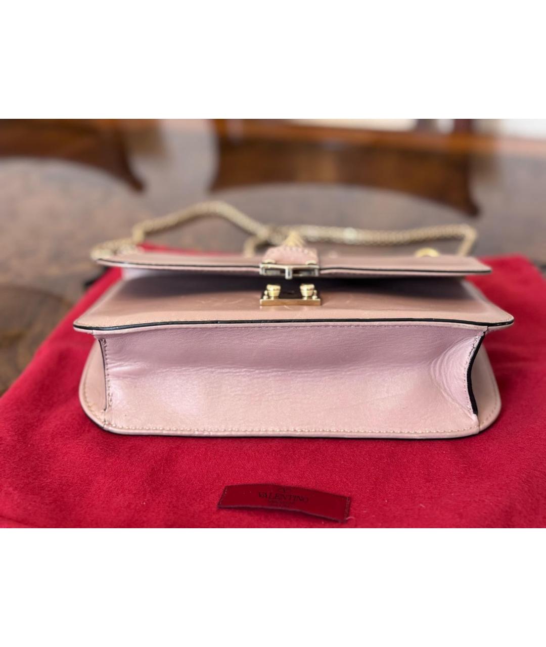 VALENTINO Розовая кожаная сумка через плечо, фото 6