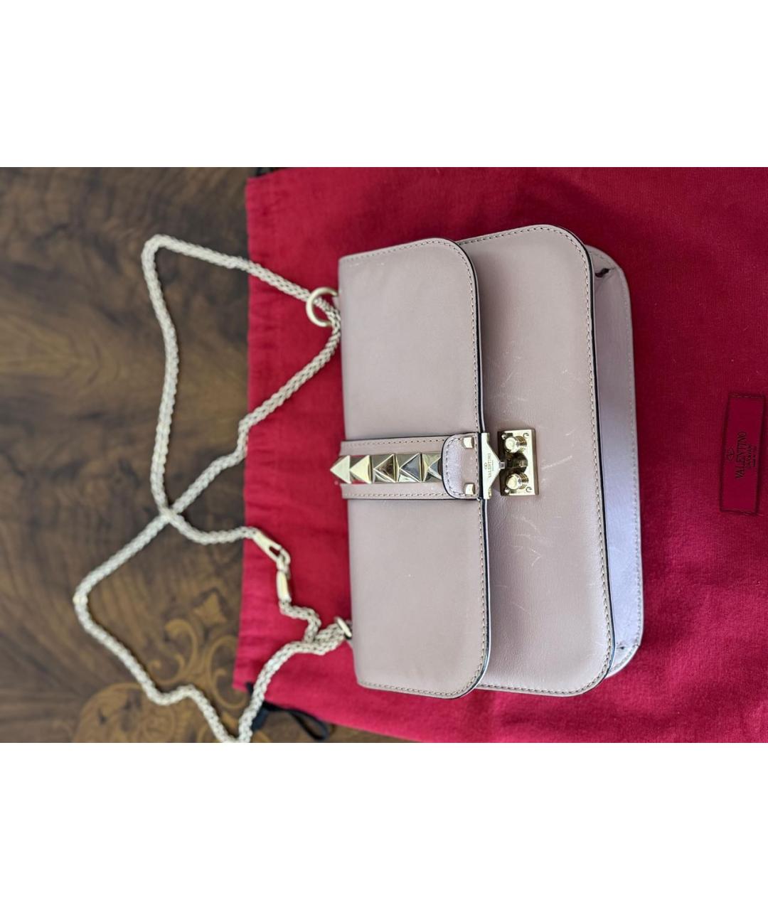 VALENTINO Розовая кожаная сумка через плечо, фото 2