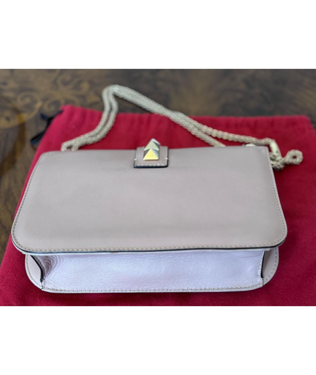 VALENTINO Розовая кожаная сумка через плечо, фото 4