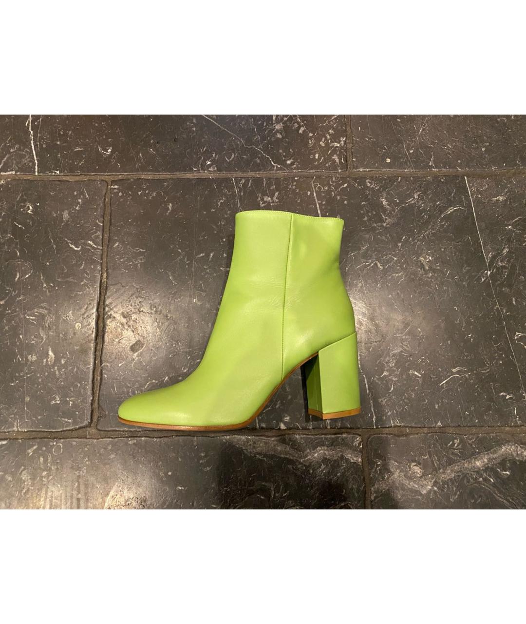 GIANVITO ROSSI Салатовые кожаные ботильоны, фото 7