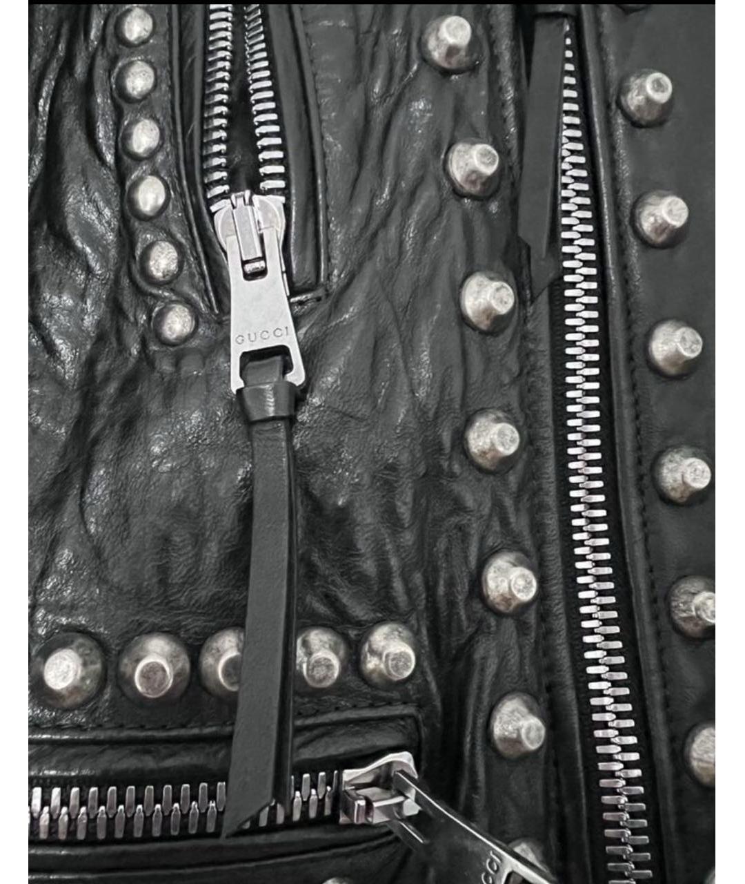 GUCCI Черная кожаная куртка, фото 4