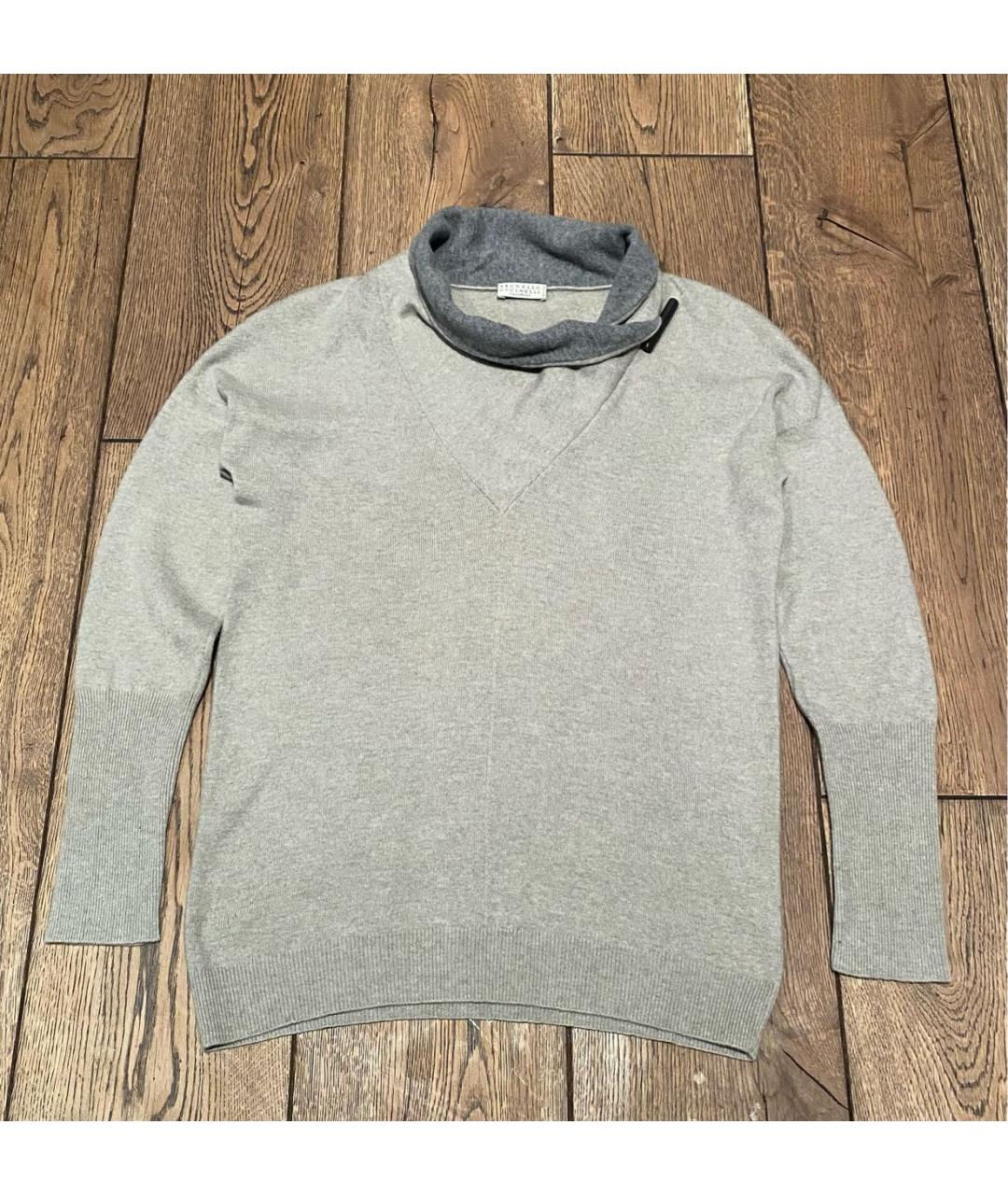 BRUNELLO CUCINELLI Серый кашемировый джемпер / свитер, фото 6