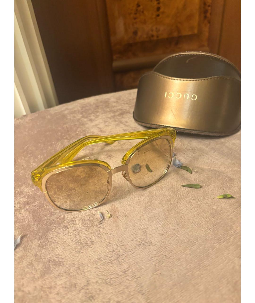GUCCI Желтые пластиковые солнцезащитные очки, фото 2