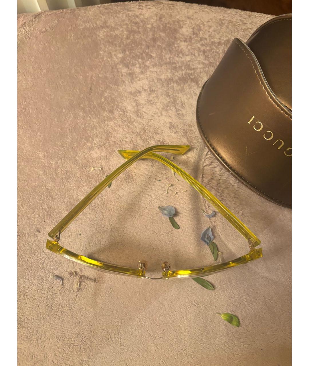 GUCCI Желтые пластиковые солнцезащитные очки, фото 3