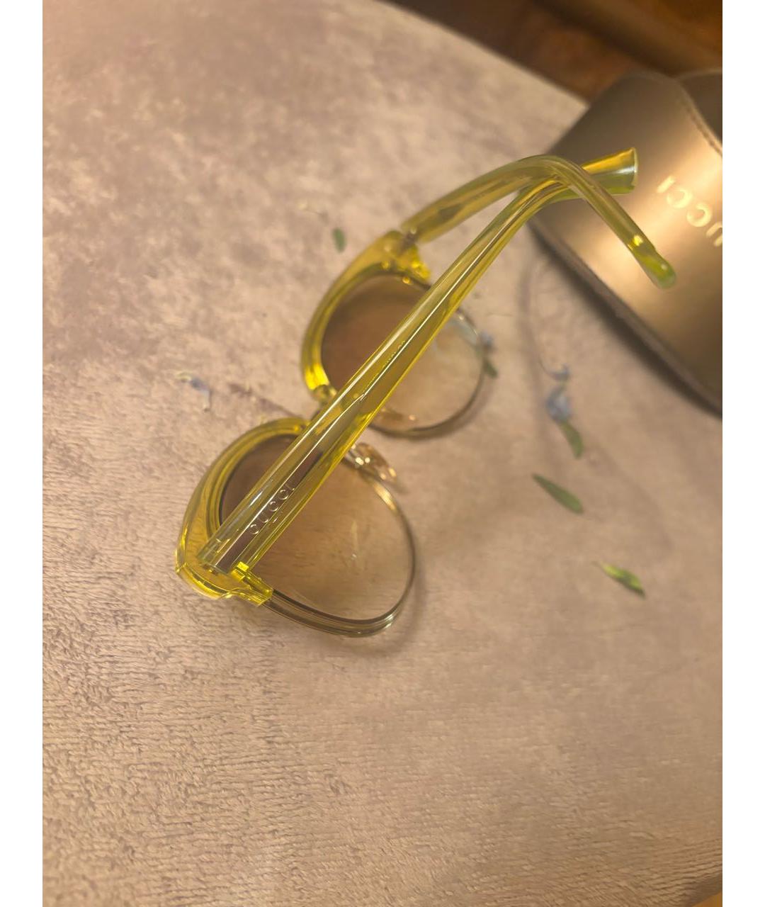 GUCCI Желтые пластиковые солнцезащитные очки, фото 4