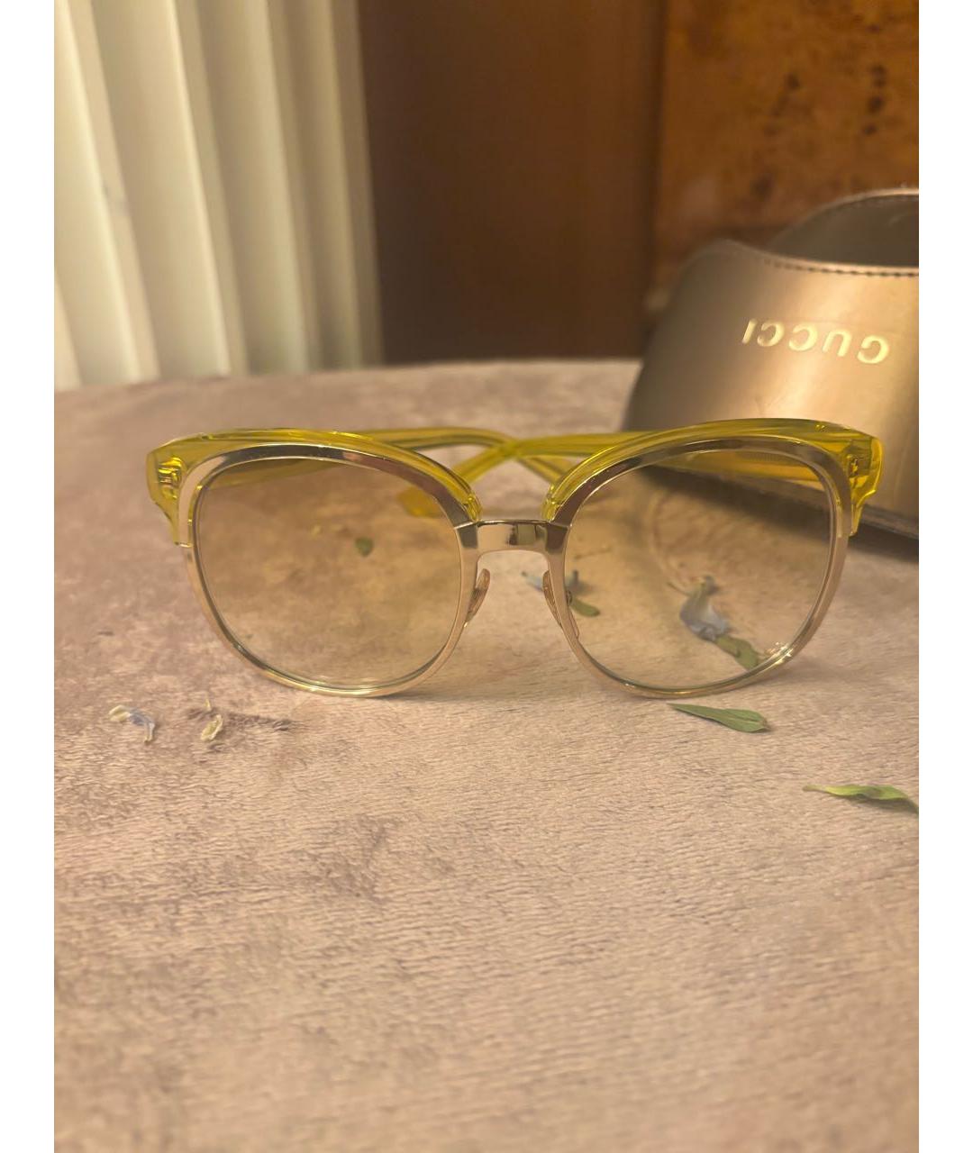 GUCCI Желтые пластиковые солнцезащитные очки, фото 5