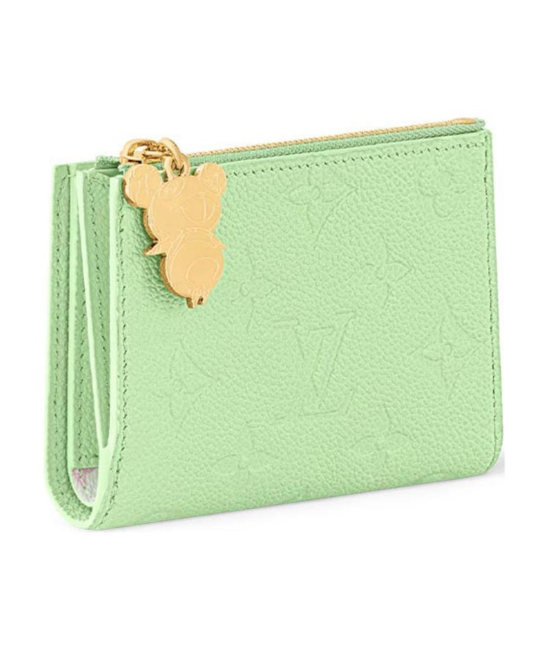 LOUIS VUITTON Салатовый кожаный кошелек, фото 2