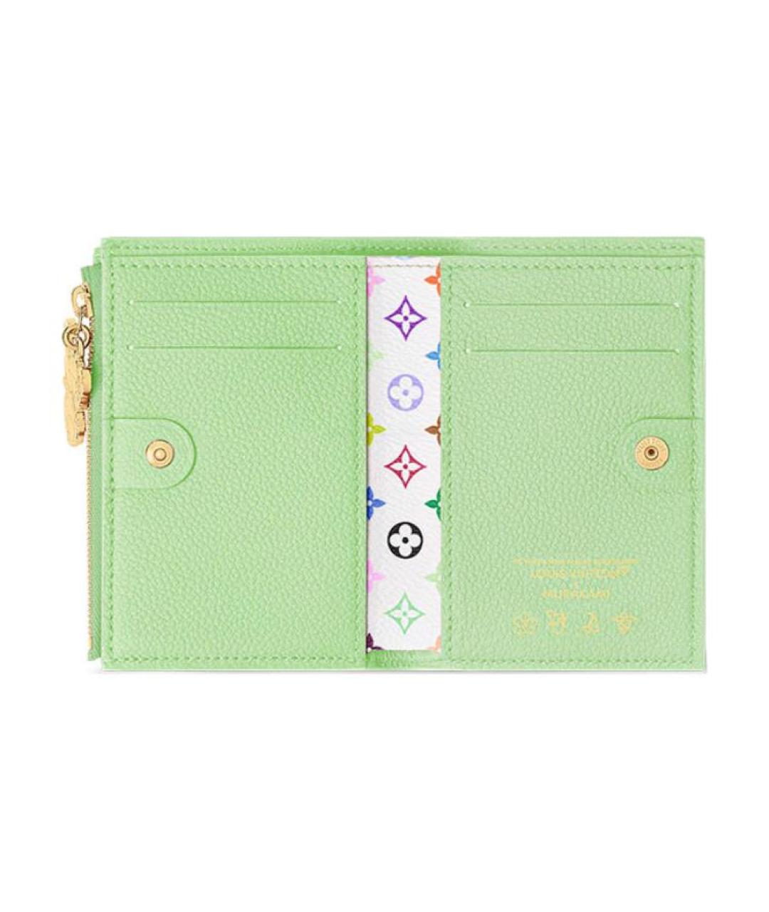 LOUIS VUITTON Салатовый кожаный кошелек, фото 5