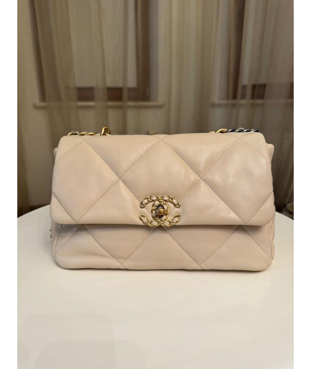 CHANEL Бежевая кожаная сумка через плечо, фото 9