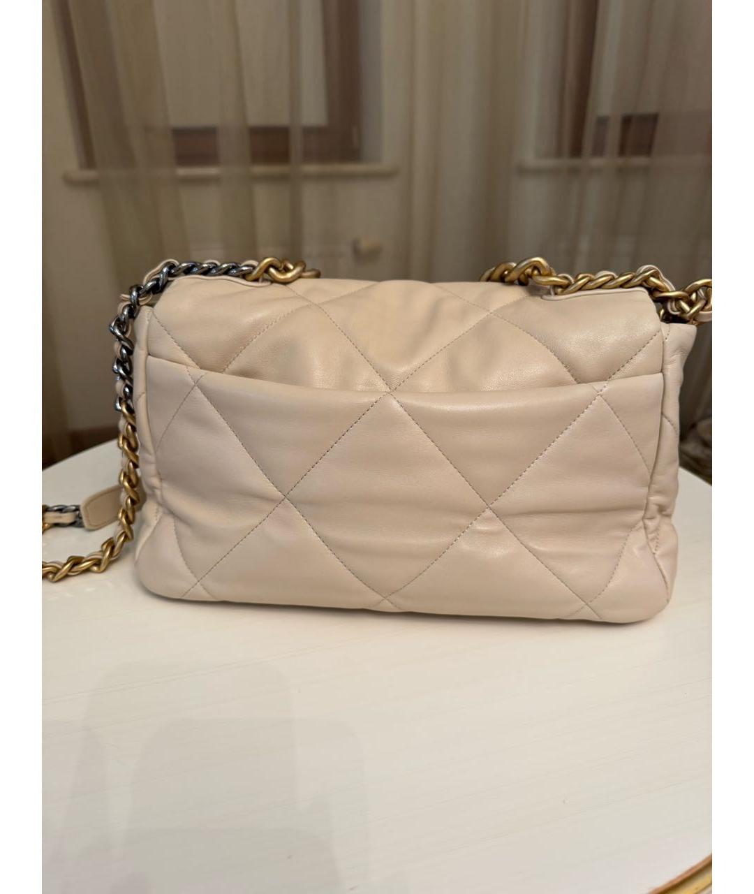CHANEL Бежевая кожаная сумка через плечо, фото 4