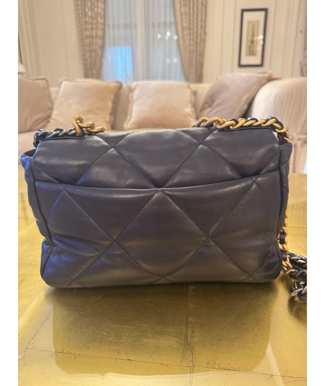 CHANEL Темно-синяя кожаная сумка через плечо, фото 5