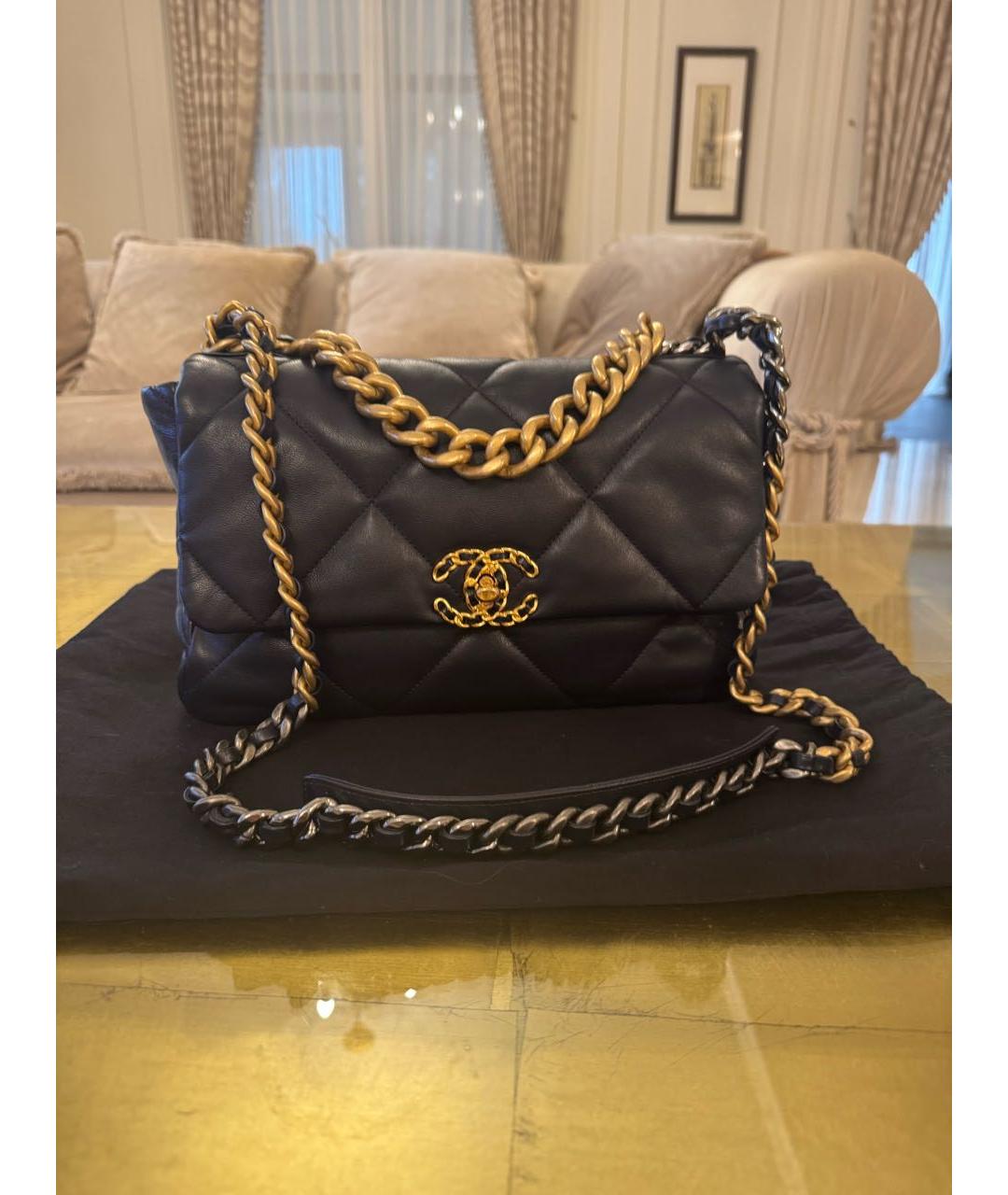 CHANEL Темно-синяя кожаная сумка через плечо, фото 9