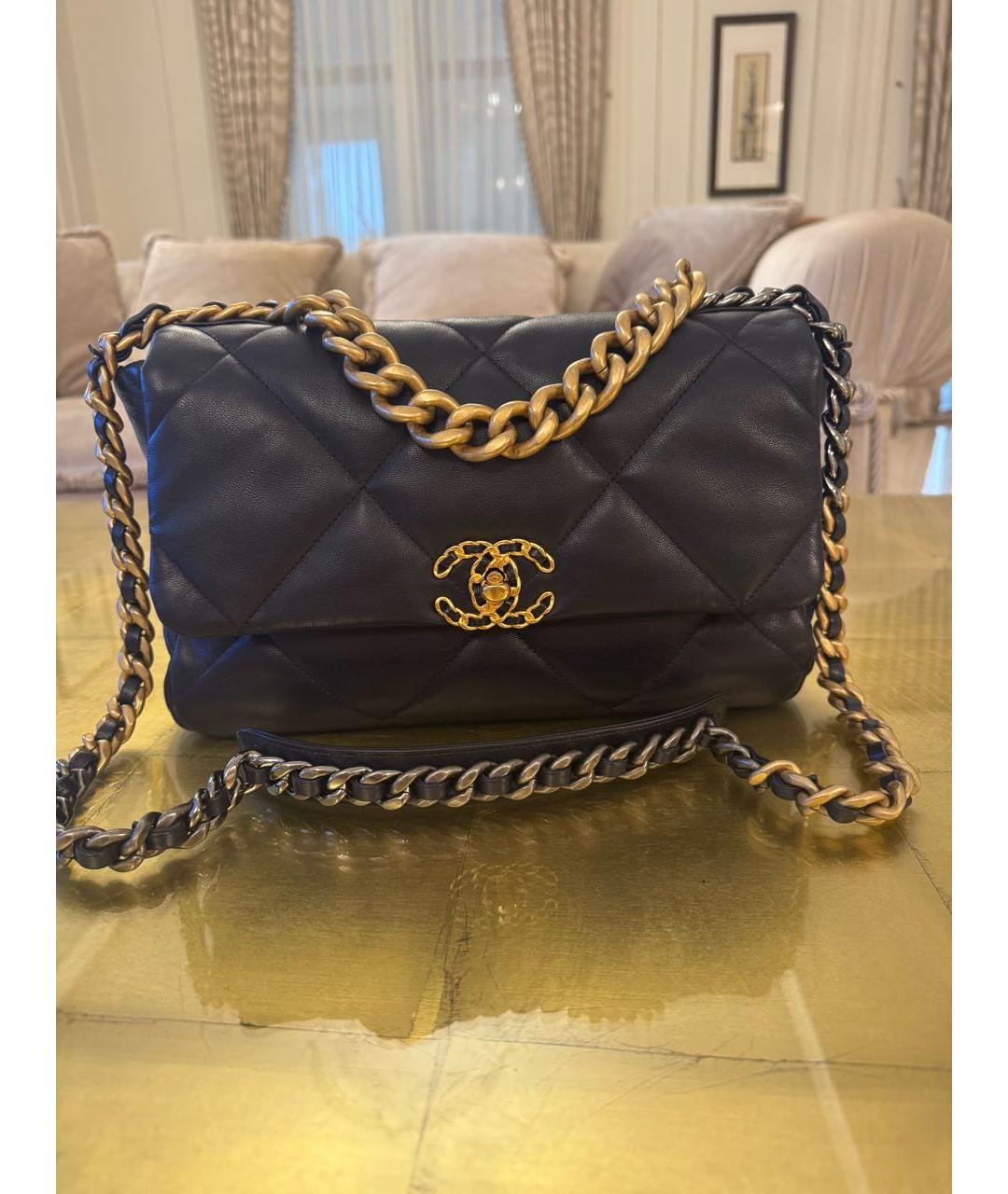 CHANEL Темно-синяя кожаная сумка через плечо, фото 8