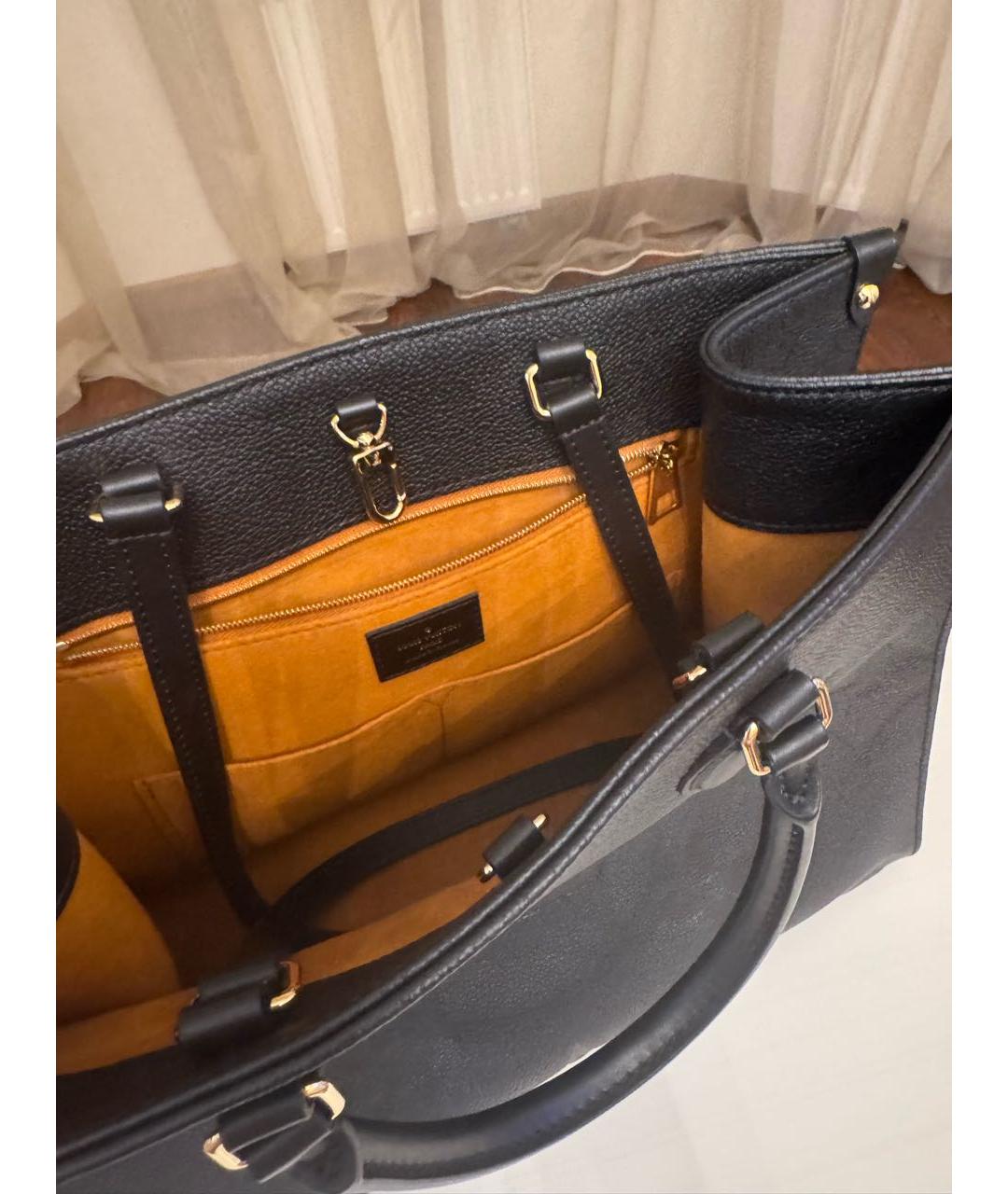 LOUIS VUITTON Черная кожаная сумка тоут, фото 3