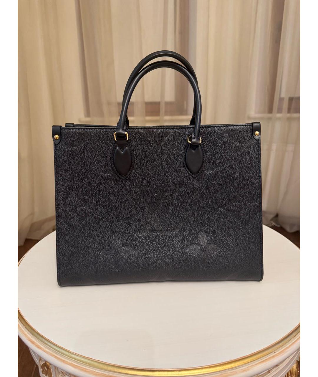 LOUIS VUITTON Черная кожаная сумка тоут, фото 7