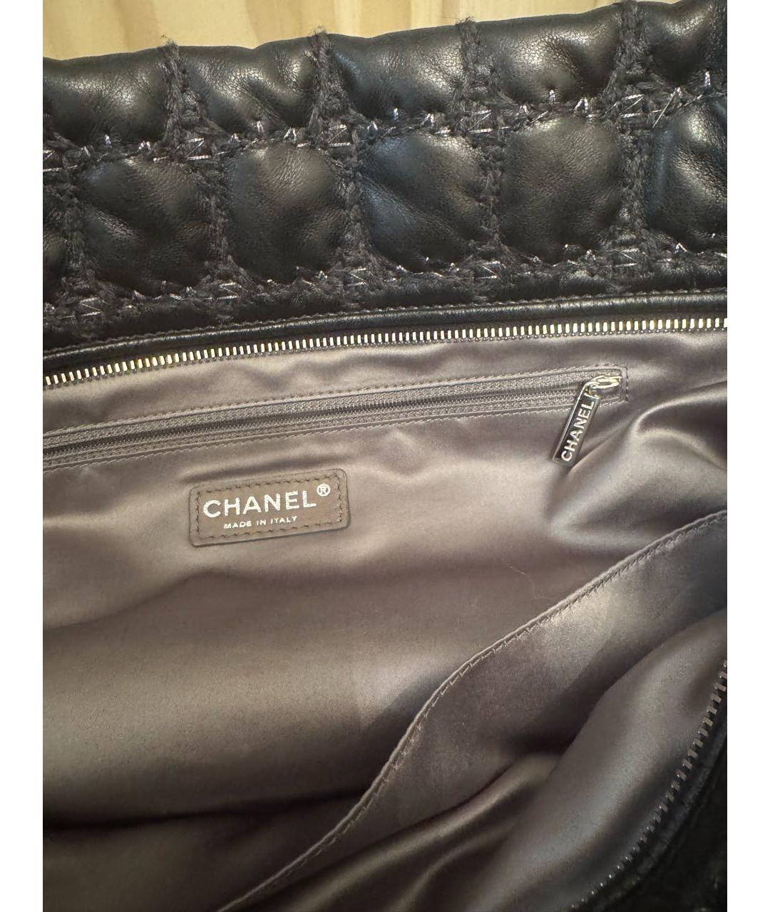 CHANEL Черная кожаная сумка тоут, фото 7