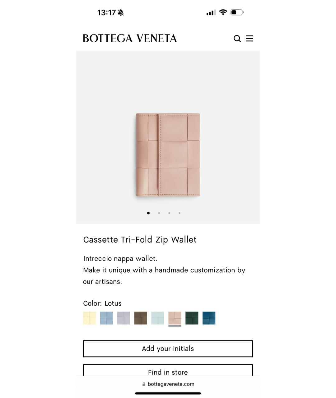 BOTTEGA VENETA Коралловый кожаный кошелек, фото 5