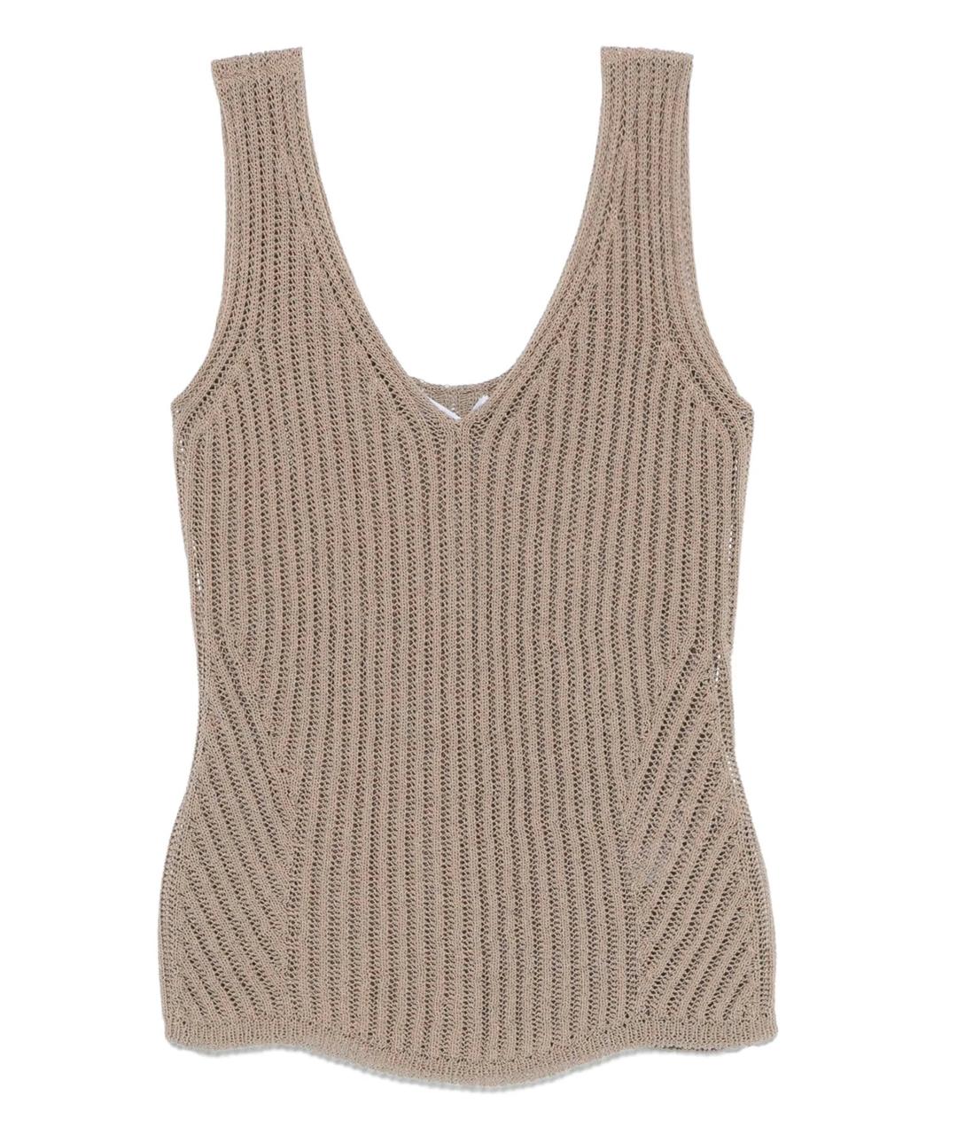 MAX MARA Бежевая хлопковая майка, фото 1