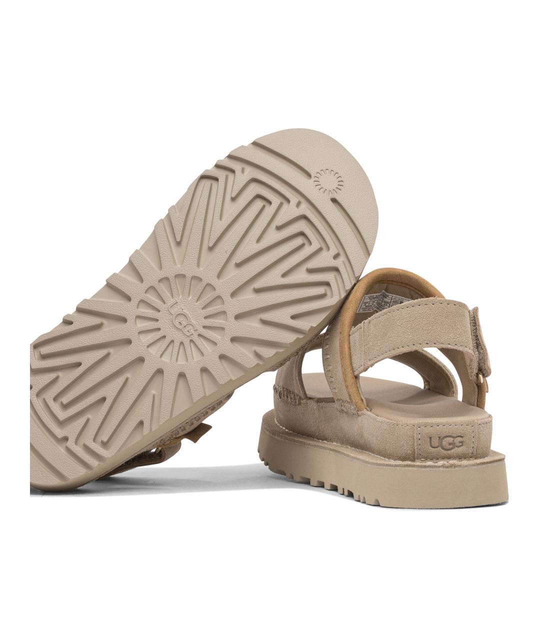 UGG AUSTRALIA Бежевые кожаные сандалии, фото 5