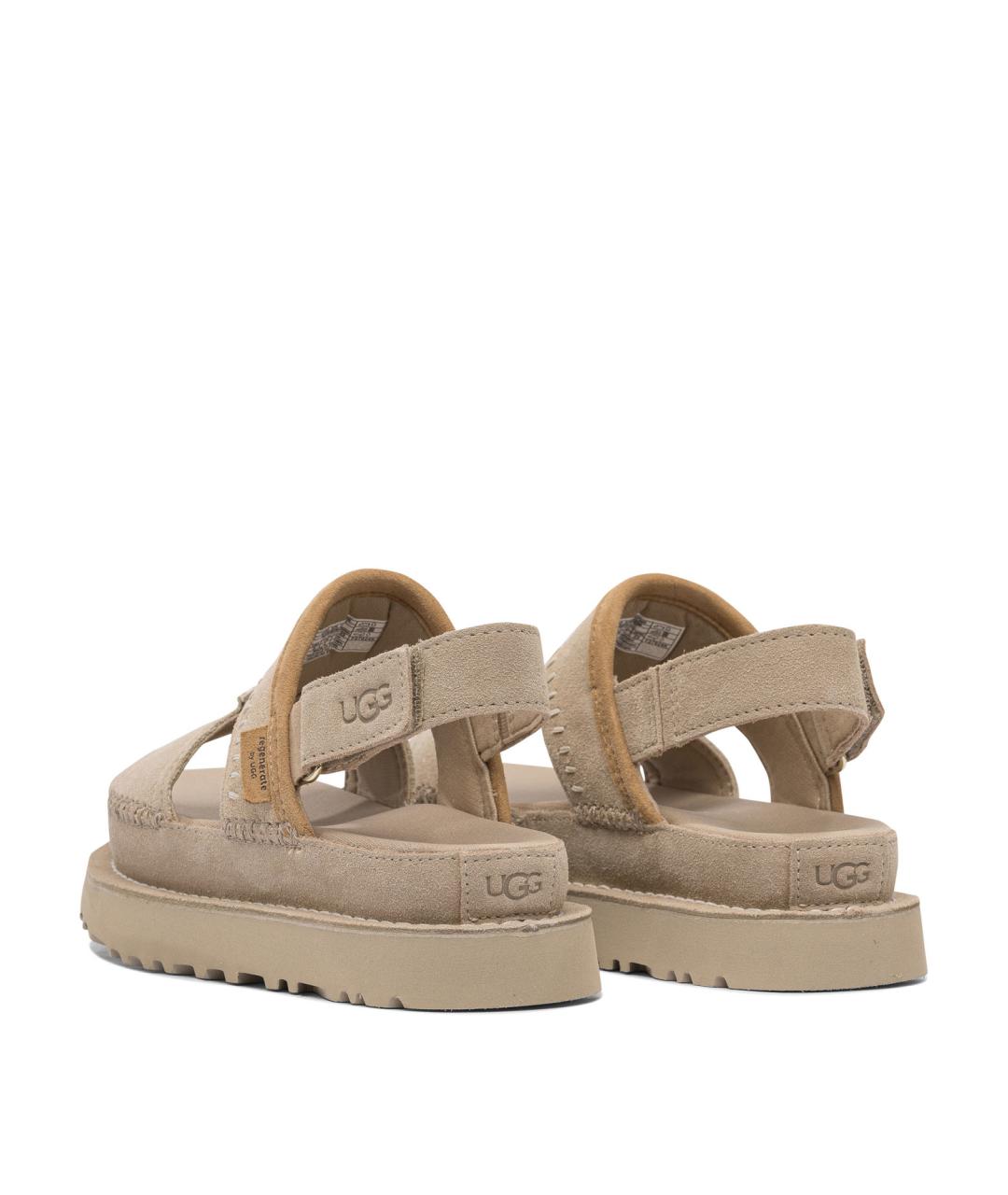 UGG AUSTRALIA Бежевые кожаные сандалии, фото 4