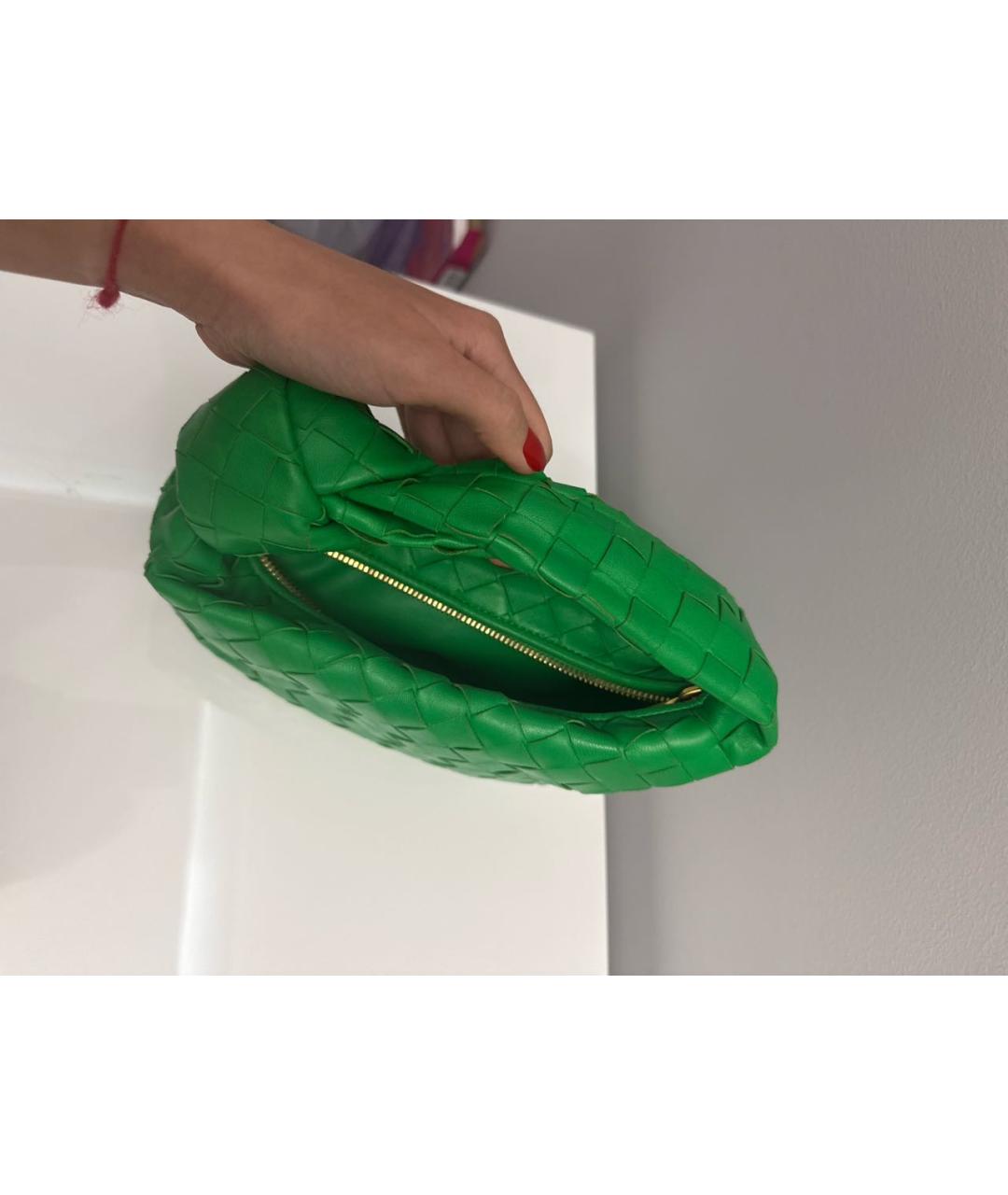 BOTTEGA VENETA Зеленая кожаная сумка с короткими ручками, фото 4