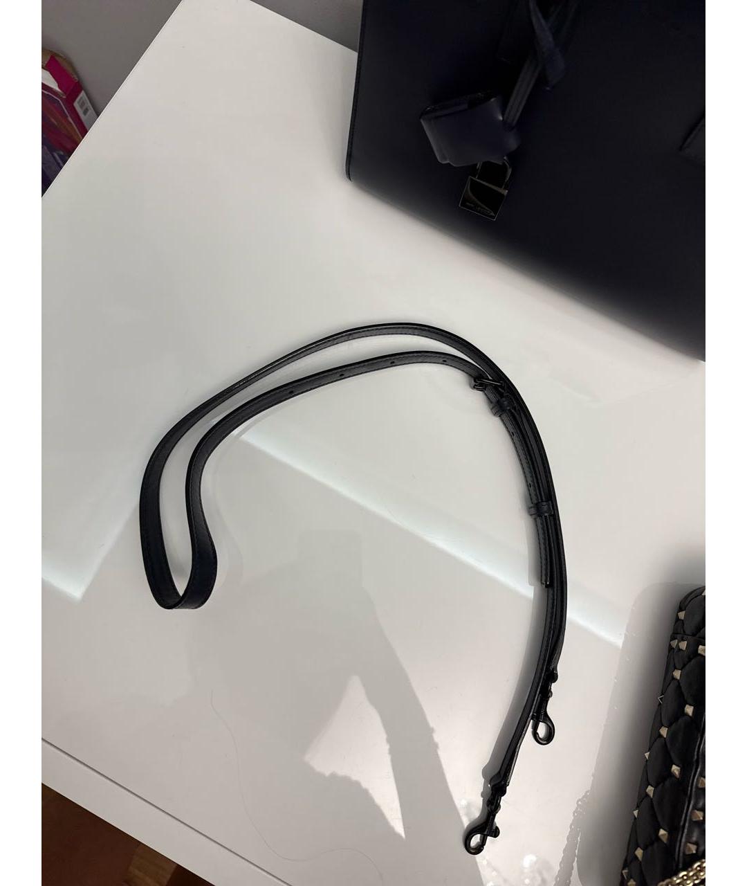 SAINT LAURENT Темно-синяя кожаная сумка с короткими ручками, фото 7