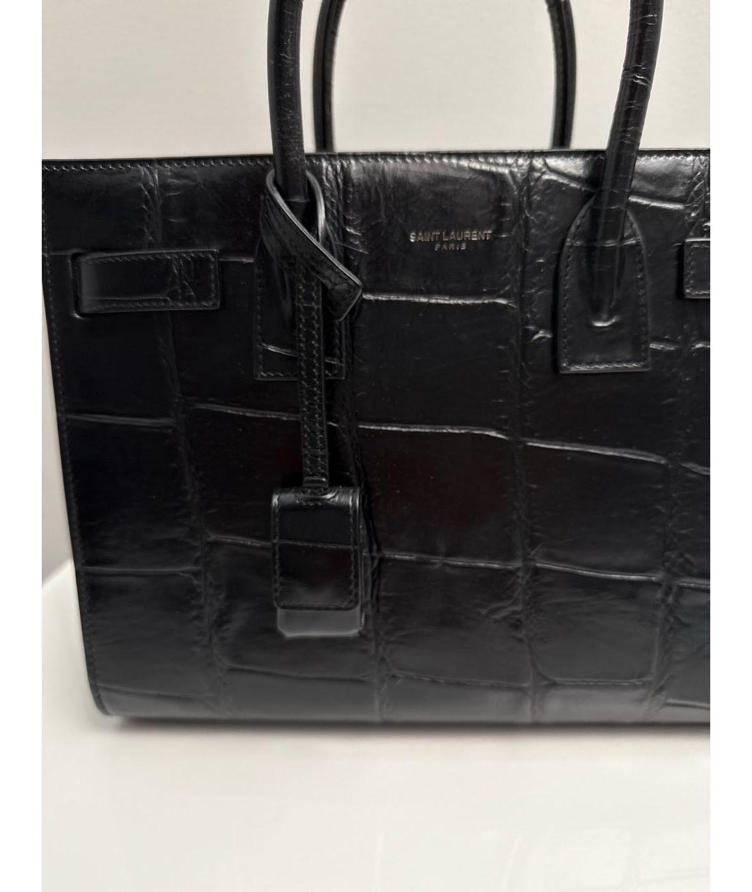 SAINT LAURENT Черная кожаная сумка с короткими ручками, фото 6