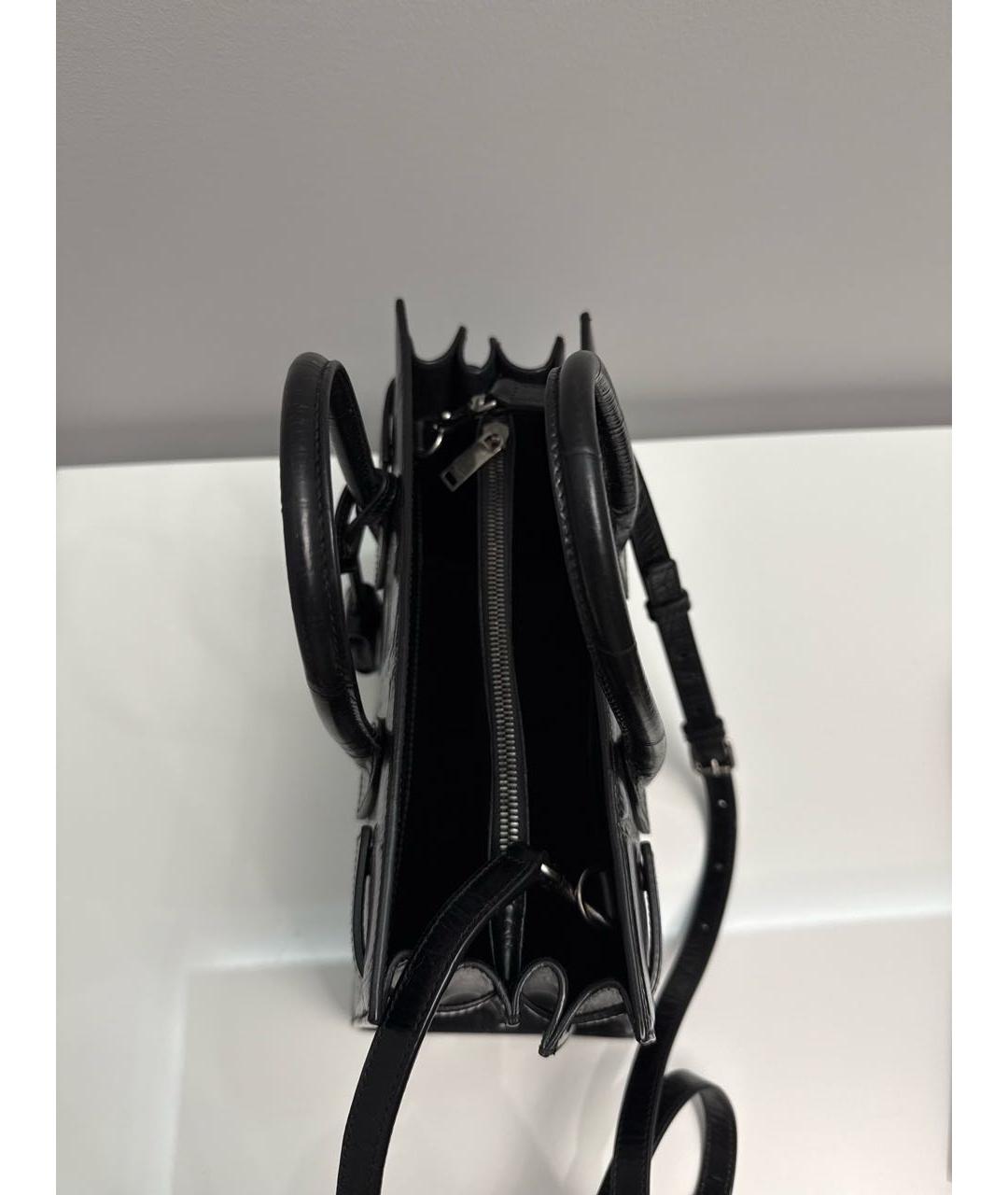 SAINT LAURENT Черная кожаная сумка с короткими ручками, фото 4