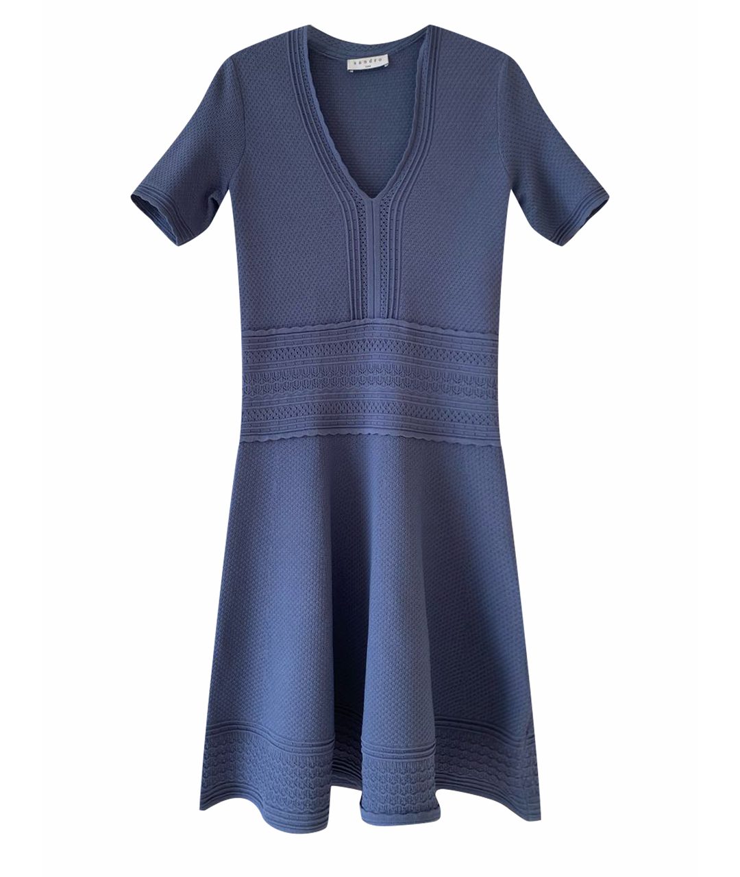 SANDRO Синее вискозное коктейльное платье, фото 1