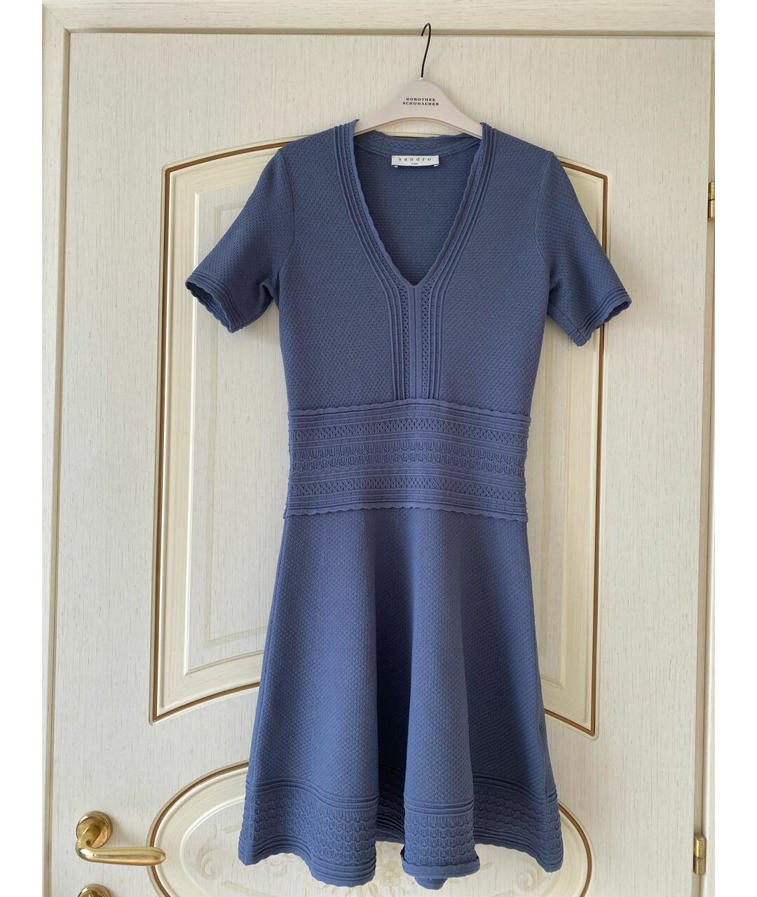 SANDRO Синее вискозное коктейльное платье, фото 7