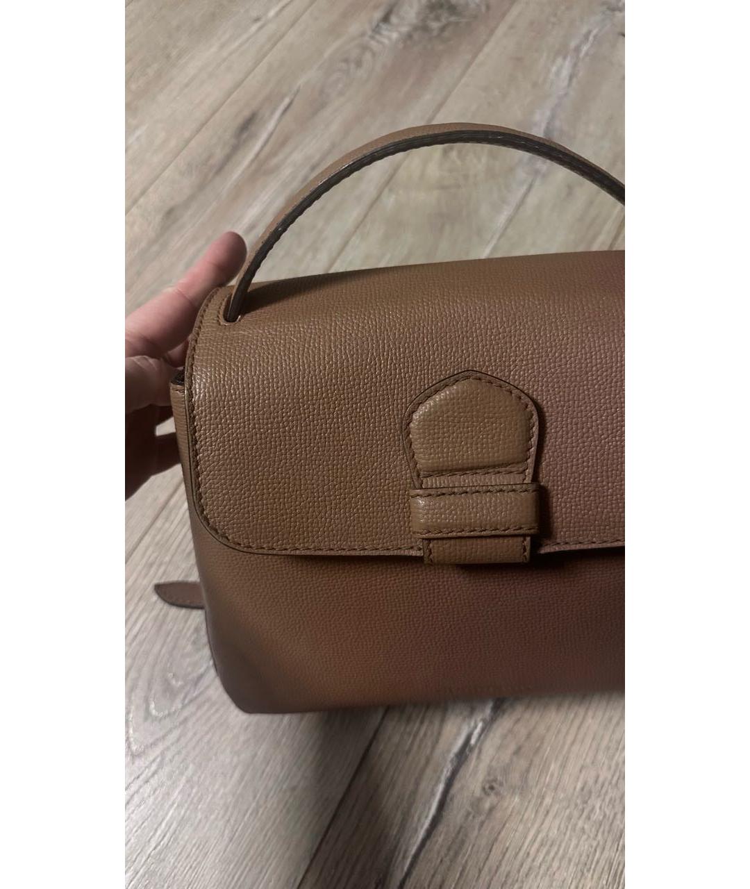 BURBERRY Коричневая кожаная сумка с короткими ручками, фото 3
