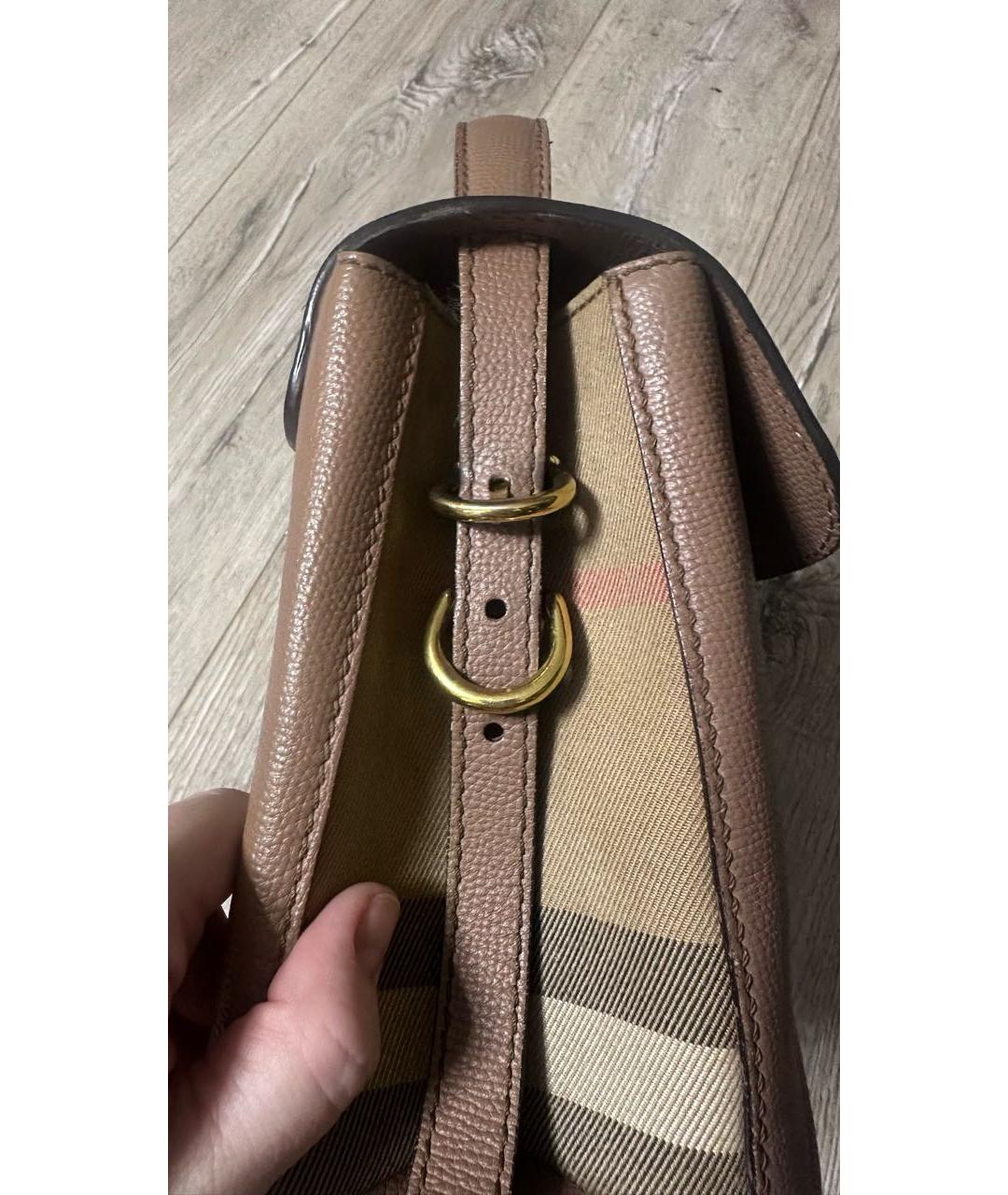 BURBERRY Коричневая кожаная сумка с короткими ручками, фото 2