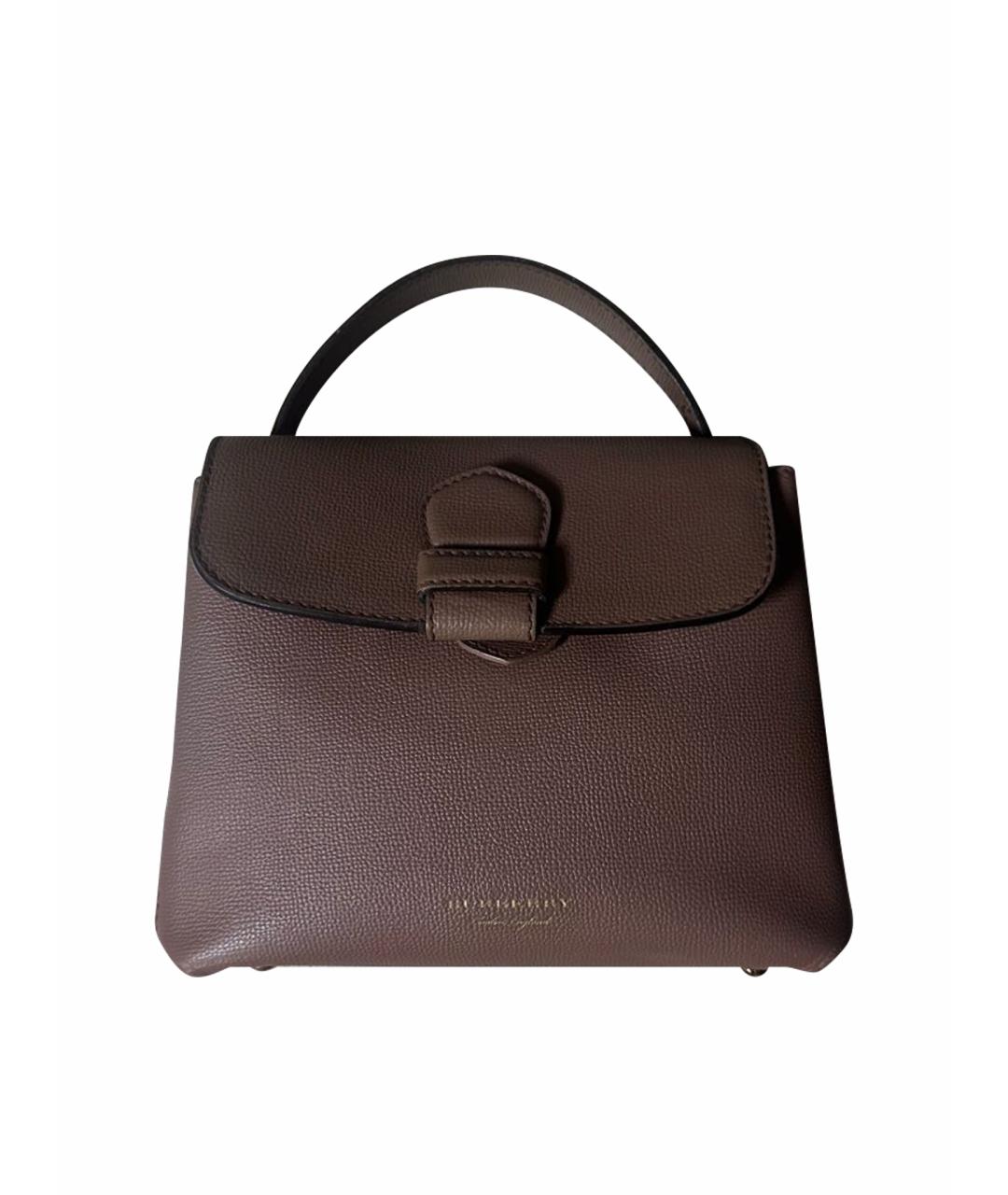 BURBERRY Коричневая кожаная сумка с короткими ручками, фото 1