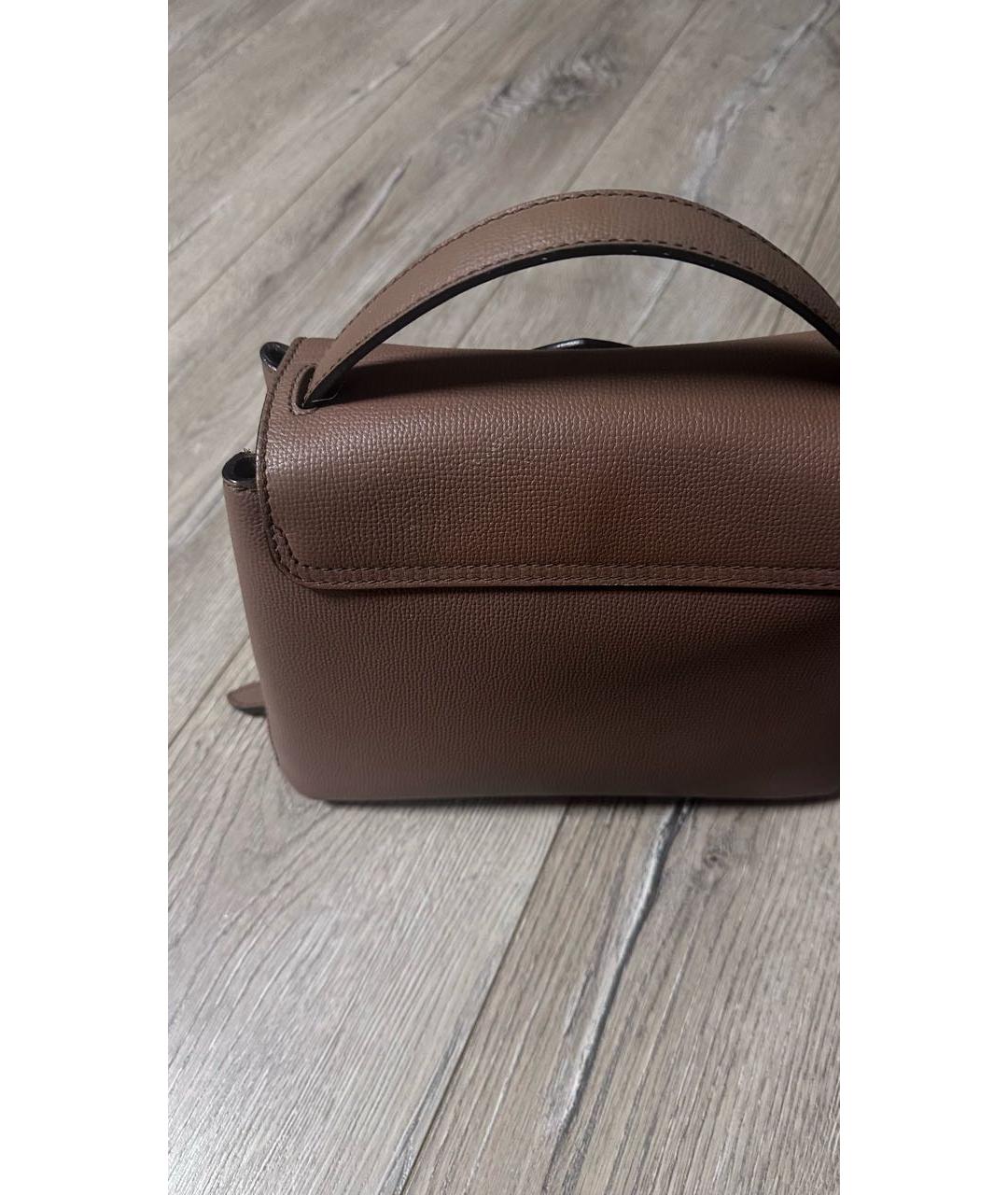 BURBERRY Коричневая кожаная сумка с короткими ручками, фото 8