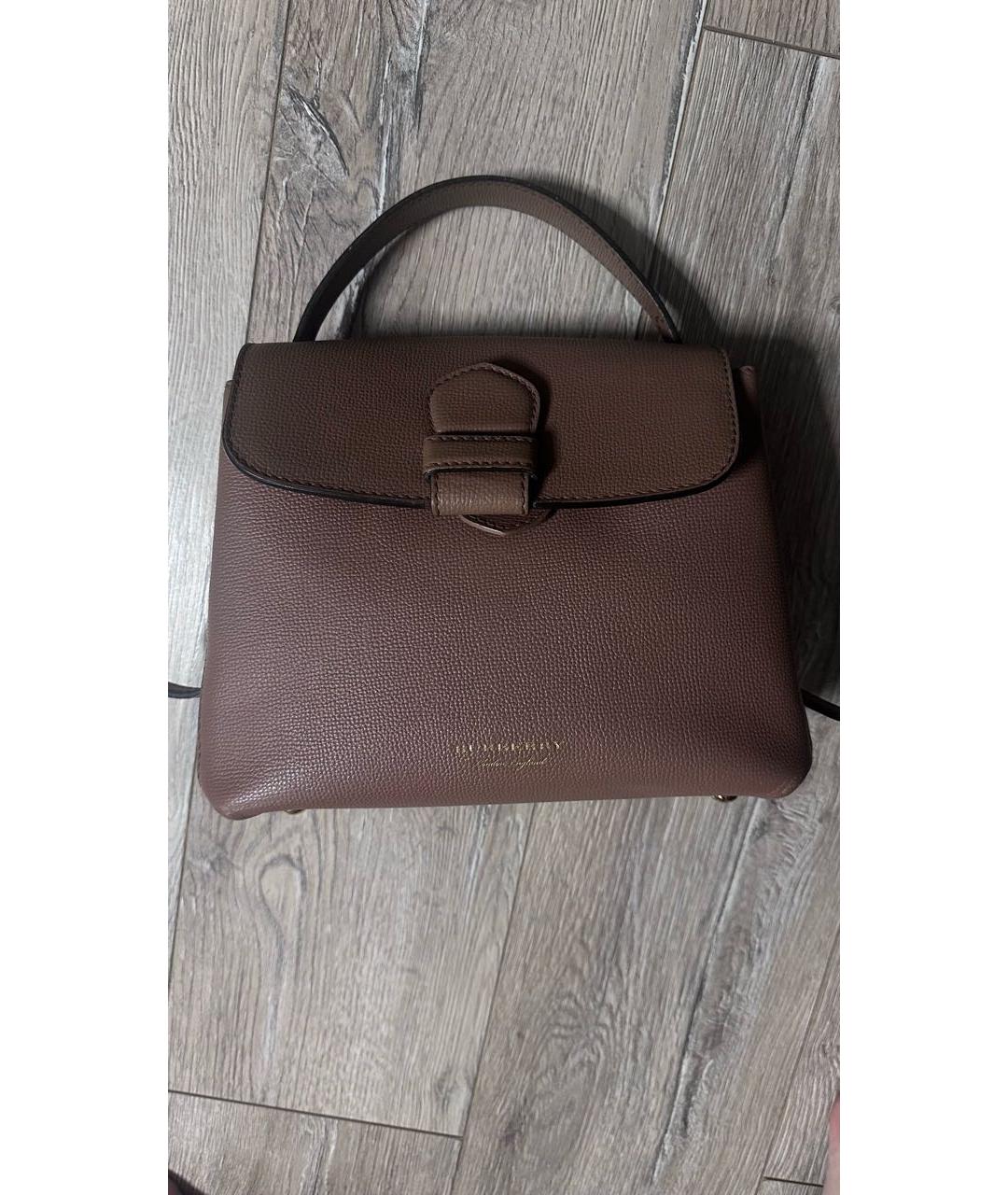 BURBERRY Коричневая кожаная сумка с короткими ручками, фото 9