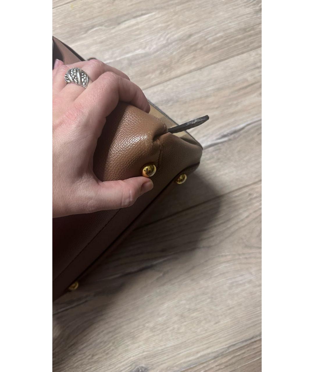 BURBERRY Коричневая кожаная сумка с короткими ручками, фото 6