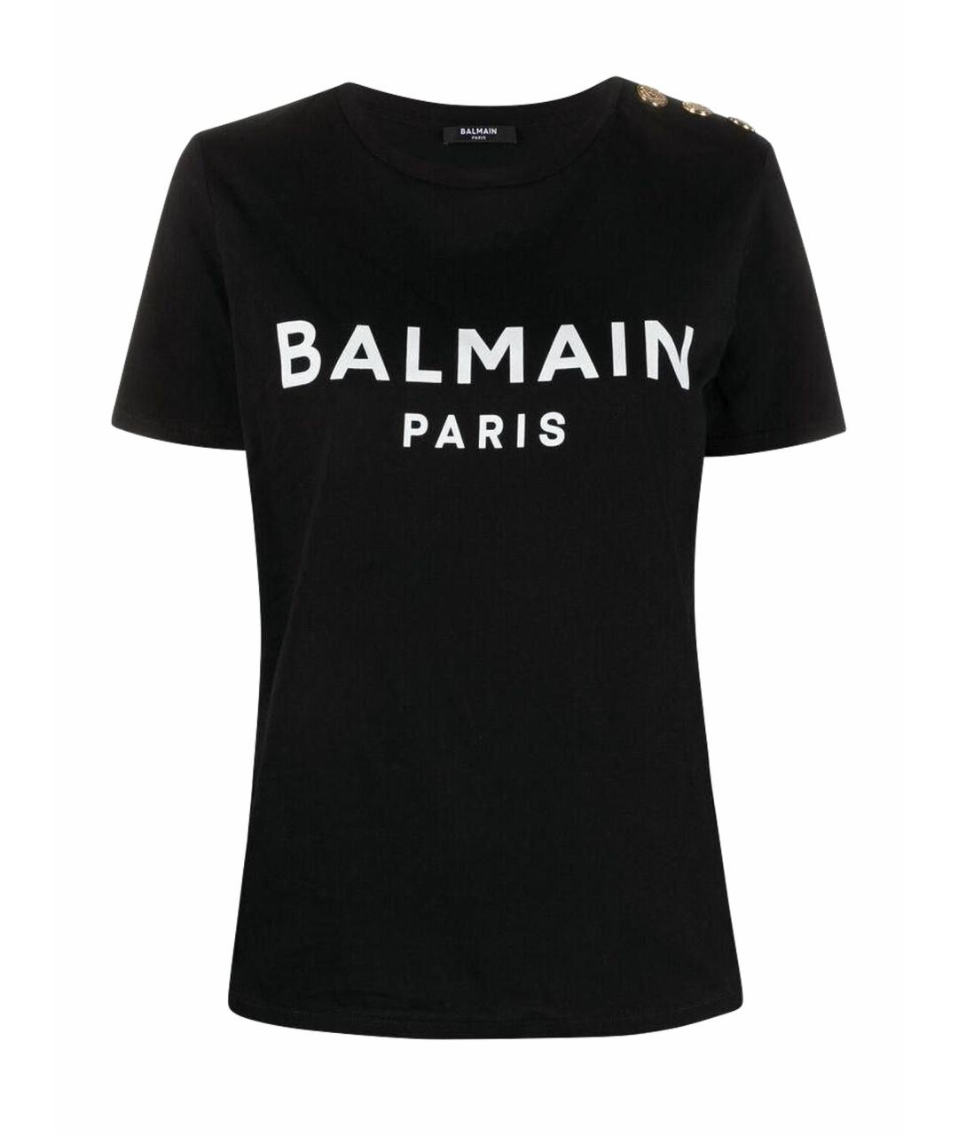 BALMAIN Черная хлопко-эластановая футболка, фото 1