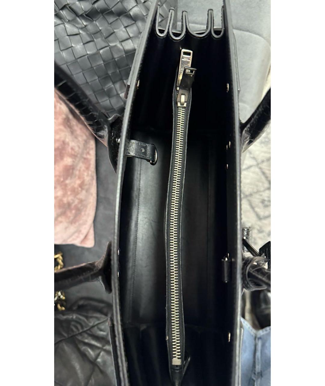 SAINT LAURENT Черная кожаная сумка с короткими ручками, фото 4