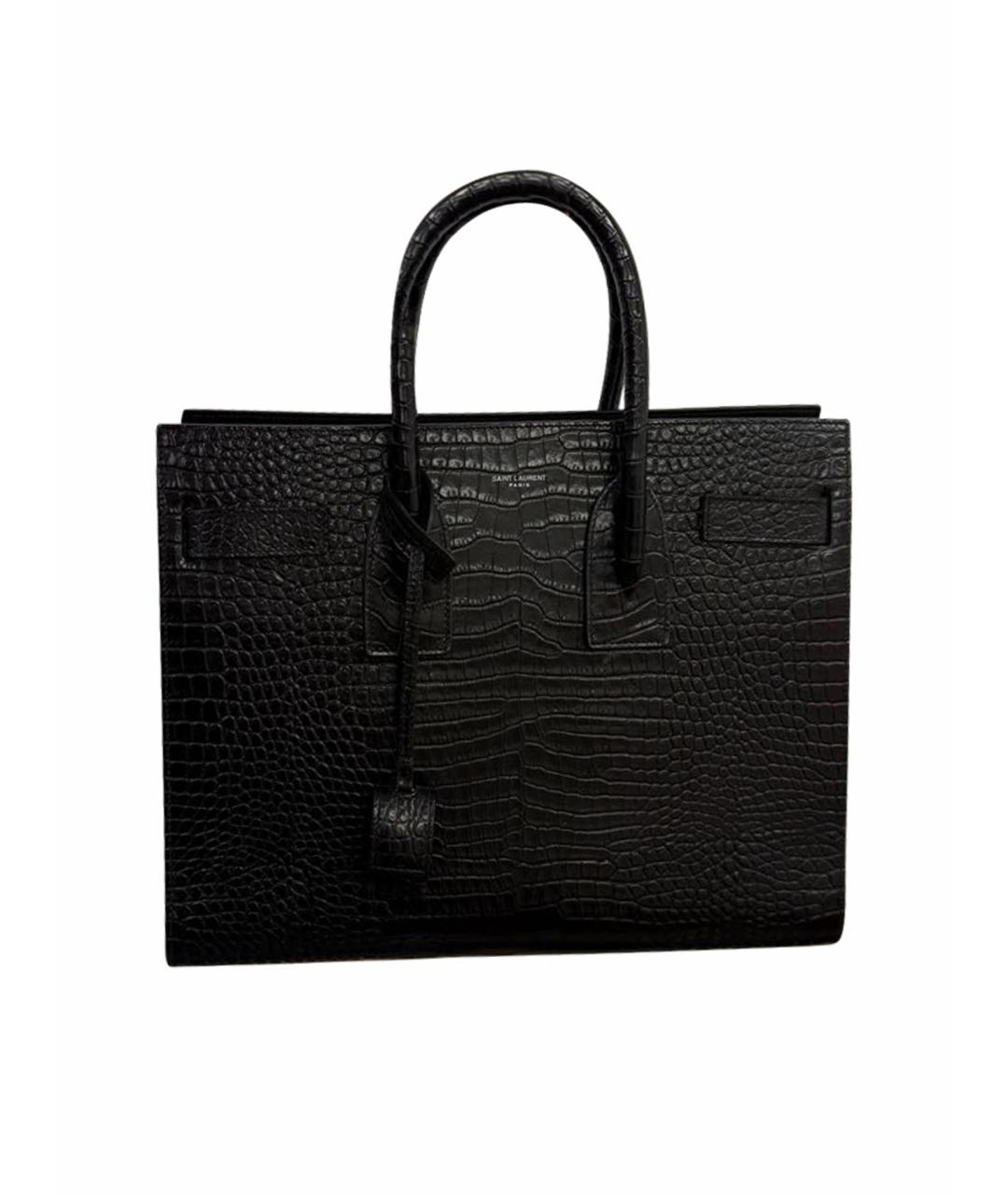 SAINT LAURENT Черная кожаная сумка с короткими ручками, фото 1