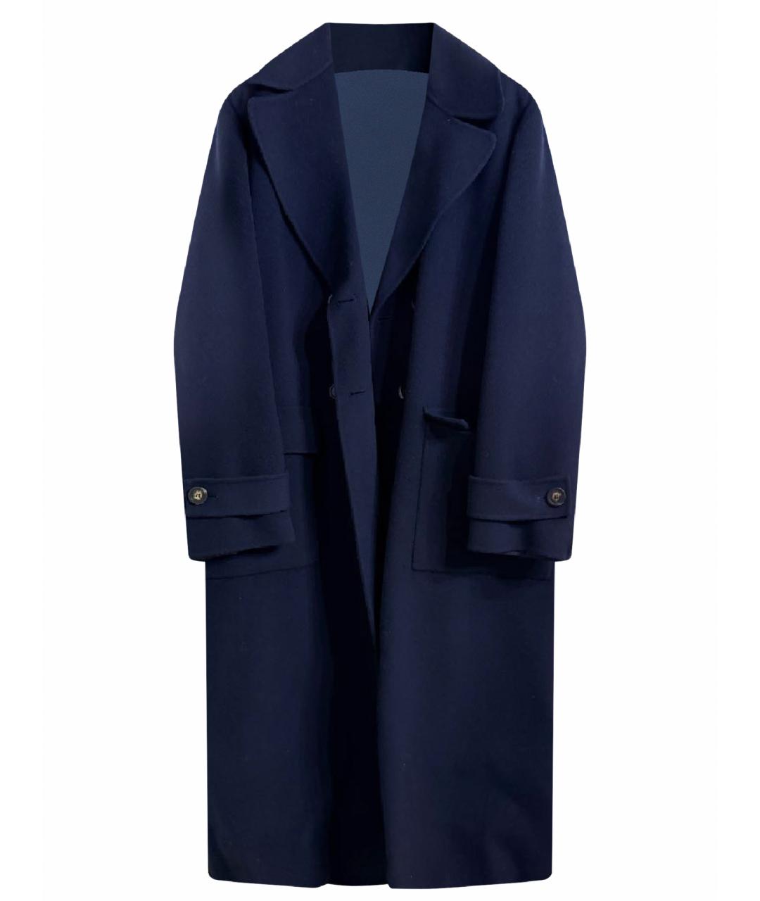 MAX MARA Темно-синее шерстяное пальто, фото 1