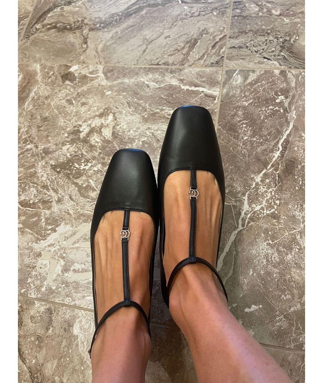 GUCCI Черные кожаные балетки, фото 4
