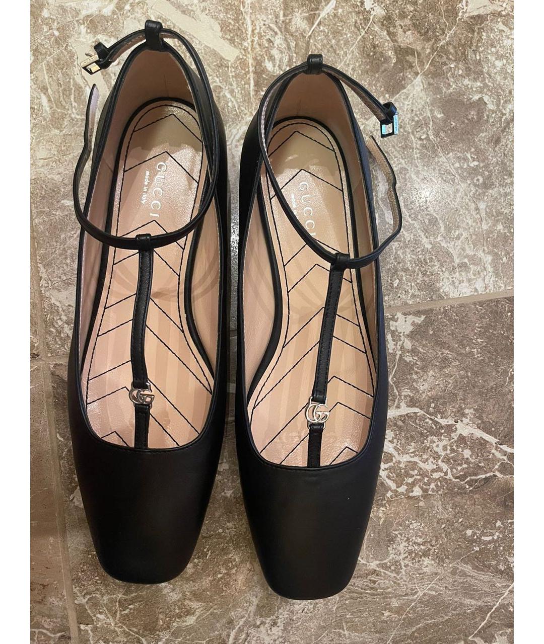 GUCCI Черные кожаные балетки, фото 3