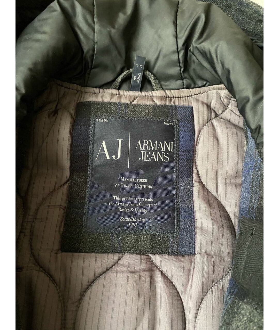 ARMANI JEANS Антрацитовое полиэстеровое пальто, фото 3